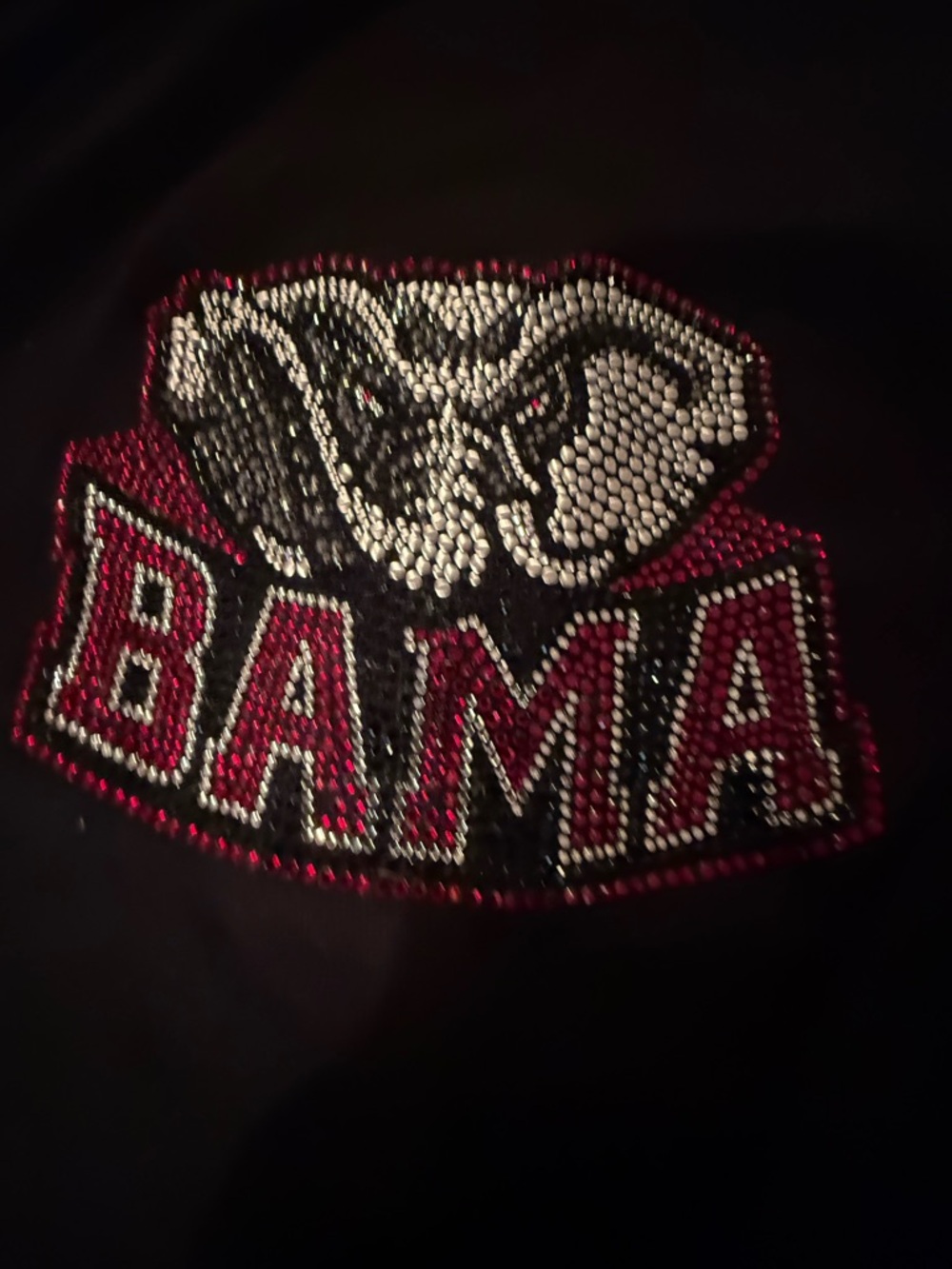 Rhinestone 'BAMA' Elephant Appliqué - women’s jacket Crimson & White